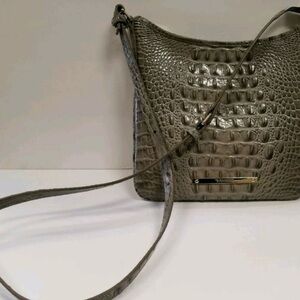 Brahmin Gray Crocodile Embossed Crossbody Bag